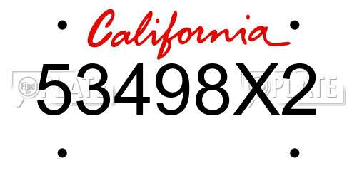 53498X2 California License Plate
