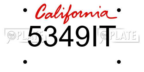 5349IT California License Plate
