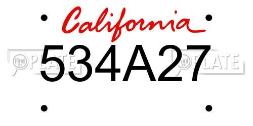 534A27 California License Plate