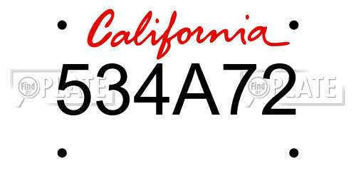 534A72 California License Plate