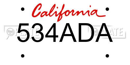 534ADA California License Plate