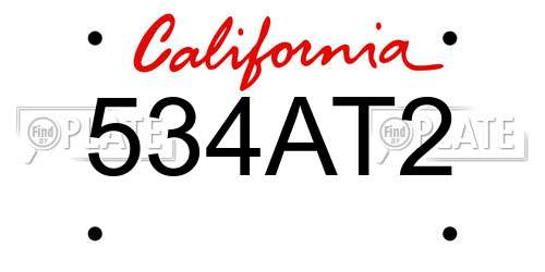 534AT2 California License Plate