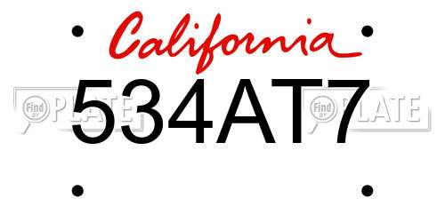 534AT7 California License Plate