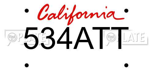534ATT California License Plate