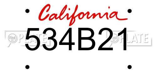 534B21 California License Plate