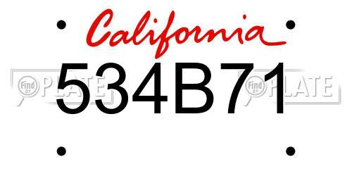 534B71 California License Plate