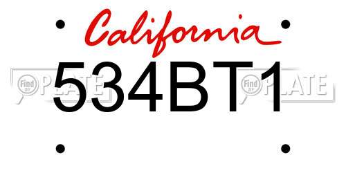534BT1 California License Plate