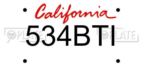 534BTI California License Plate
