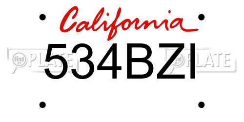 534BZI California License Plate