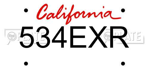 534EXR California License Plate