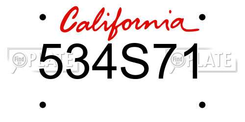534S71 California License Plate
