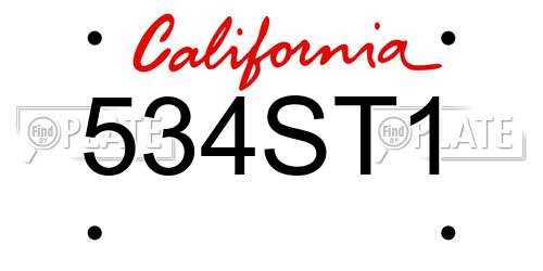 534ST1 California License Plate