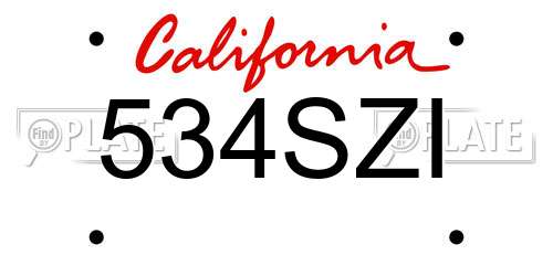 534SZI California License Plate