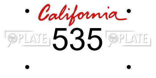 535 California License Plate