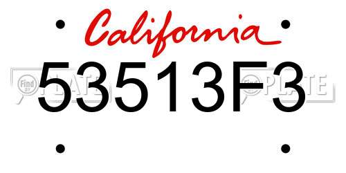 53513F3 California License Plate