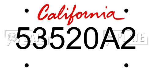53520A2 California License Plate