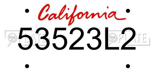 53523L2 California License Plate
