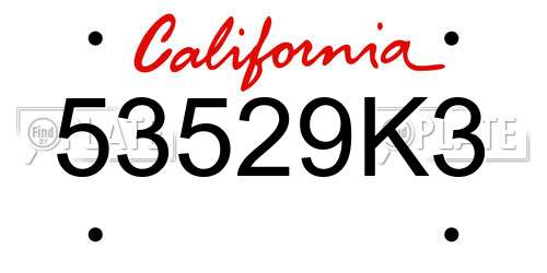 53529K3 California License Plate