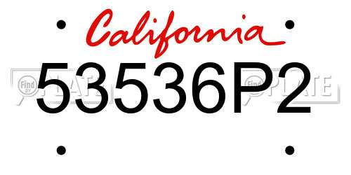 53536P2 California License Plate