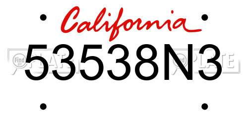 53538N3 California License Plate
