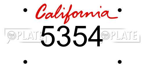5354 California License Plate