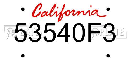 53540F3 California License Plate