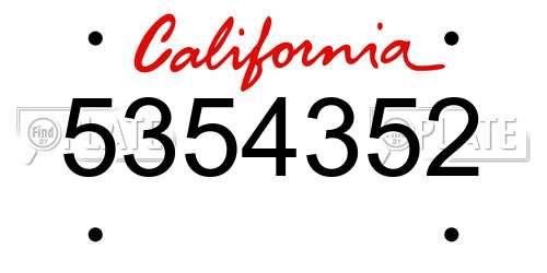 5354352 California License Plate