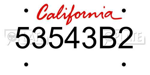 53543B2 California License Plate