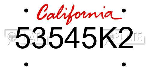 53545K2 California License Plate