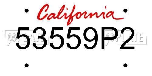 53559P2 California License Plate