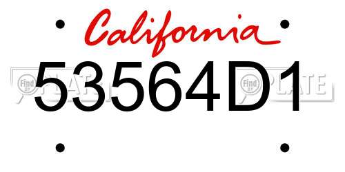 53564D1 California License Plate