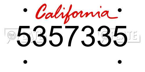 5357335 California License Plate