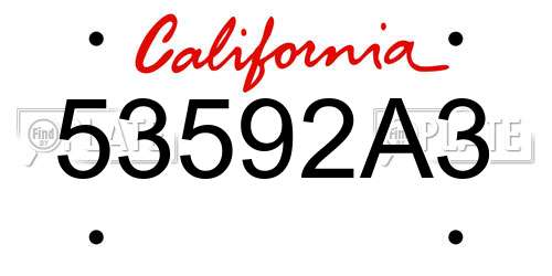 53592A3 California License Plate
