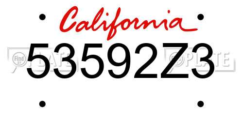 53592Z3 California License Plate