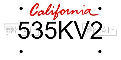 535KV2 California License Plate