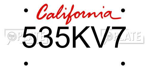 535KV7 California License Plate