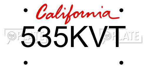 535KVT California License Plate