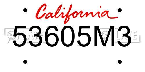 53605M3 California License Plate