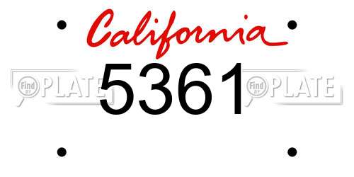 5361 California License Plate