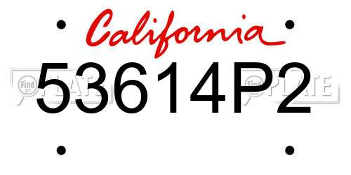 53614P2 California License Plate