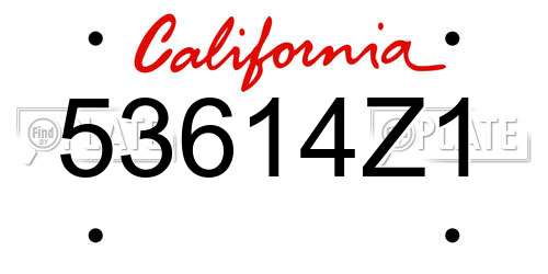 53614Z1 California License Plate