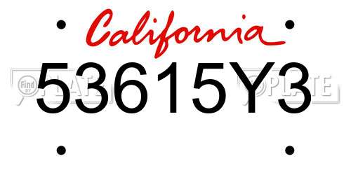 53615Y3 California License Plate