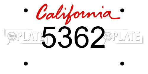 5362 California License Plate