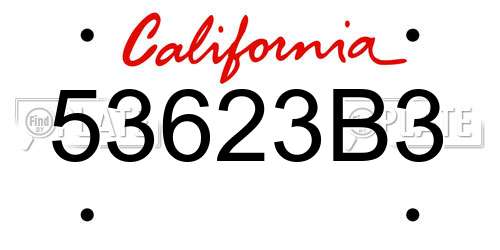 53623B3 California License Plate