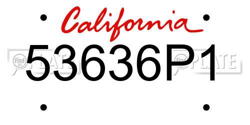 53636P1 California License Plate