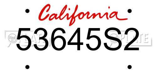 53645S2 California License Plate