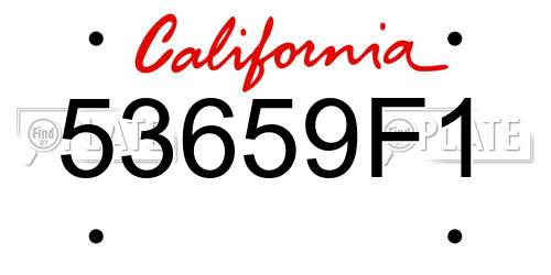 53659F1 California License Plate