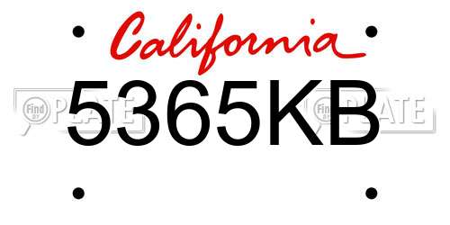5365KB California License Plate