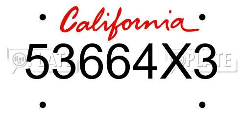 53664X3 California License Plate