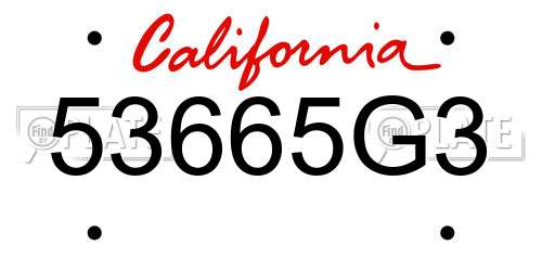 53665G3 California License Plate